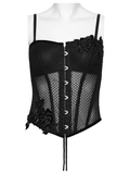 Velvet Rose Gothic Mesh Corset Top with Appliques