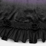 Velvet Sleeveless Dress with Lace Trim and Ruffled Hem