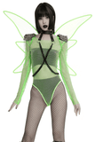 Vibrant Neon Green Butterfly Wings with Chains