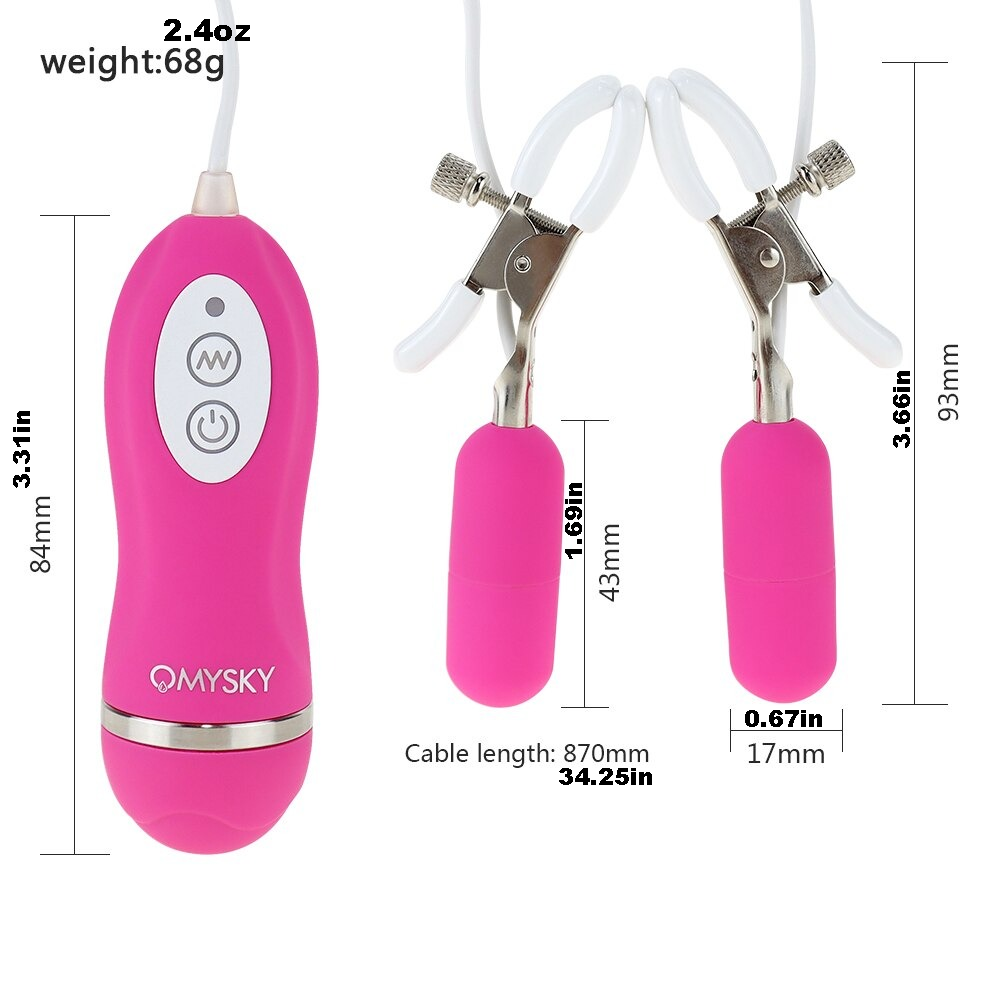 Vibrating Nipple Clamps with Wired Remote Control / Adult Sex Toys - EVE's SECRETS