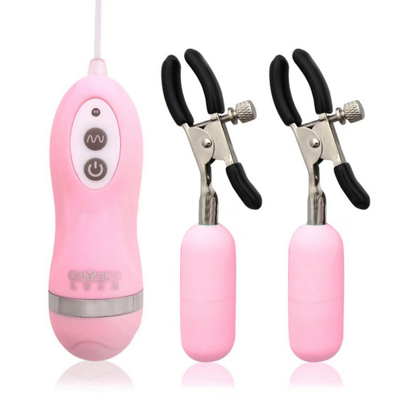 Vibrating Nipple Clamps with Wired Remote Control / Adult Sex Toys - EVE's SECRETS