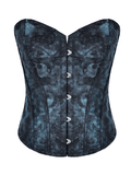 Victorian Blue Floral Jacquard Overbust Corset Top