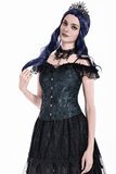 Victorian Blue Floral Jacquard Overbust Corset Top