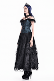 Victorian Blue Floral Jacquard Overbust Corset Top