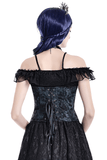 Victorian Blue Floral Jacquard Overbust Corset Top
