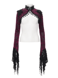 Victorian-Inspired Burgundy Lace Bolero with Bell Sleeves