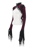 Victorian-Inspired Burgundy Lace Bolero with Bell Sleeves