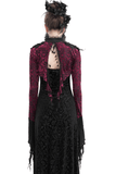 Victorian-Inspired Burgundy Lace Bolero with Bell Sleeves