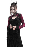 Victorian-Inspired Burgundy Lace Bolero with Bell Sleeves