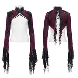 Victorian-Inspired Burgundy Lace Bolero with Bell Sleeves