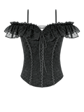 Victorian Lace-Up Bustier Top with Ruffled Neckline