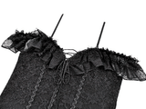Victorian Lace-Up Bustier Top with Ruffled Neckline
