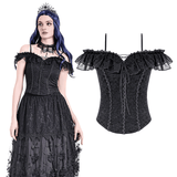 Victorian Lace-Up Bustier Top with Ruffled Neckline