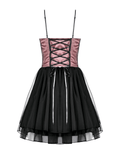 Victorian Lace-Up Corset Dress with Layered Tulle Skirt