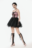 Victorian Lace-Up Corset Dress with Layered Tulle Skirt