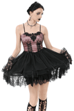 Victorian Lace-Up Corset Dress with Layered Tulle Skirt
