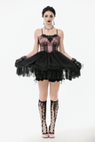 Victorian Lace-Up Corset Dress with Layered Tulle Skirt