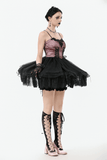 Victorian Lace-Up Corset Dress with Layered Tulle Skirt