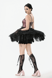 Victorian Lace-Up Corset Dress with Layered Tulle Skirt