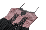 Victorian Lace-Up Corset Dress with Layered Tulle Skirt