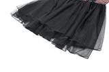 Victorian Lace-Up Corset Dress with Layered Tulle Skirt
