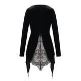 Vintage Gothic Black Velvet and Lace Jacket for Women