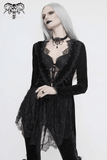 Damen Vintage Gothic Jacke aus schwarzem Samt und zarter Spitze / Steampunk Schwarze asymmetrische Jacke