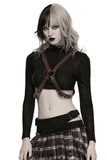 Western Gothic Leather Harness with Engraved Accents
