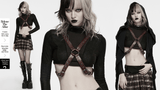 Western Gothic Leather Harness with Engraved Accents