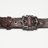 Western Gothic Leather Harness with Engraved Accents