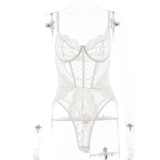 White Erotic Lace Bodysuit / Women's See-Through Lingerie / Sexy Linen Clothing for Ladies - EVE's SECRETS
