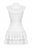 White Gothic Lolita Lace Dress with Frilly Skirt