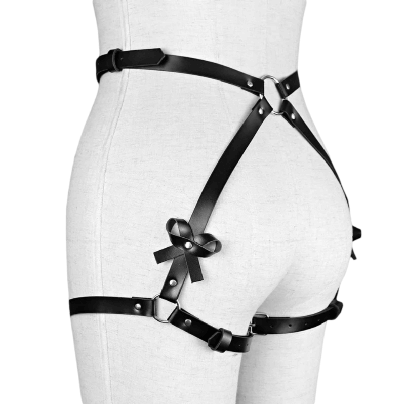 Women's Sexy Garter Belt with Bowknots / BDSM Faux Leather Leg Harness - EVE's SECRETS