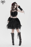 Women's Black Lace Crop Top with Ruffled Edge Trim