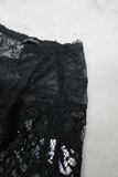 Gothic Schwarze Spitzen-Flare-Hose / Sexy transparente lange Damenhose