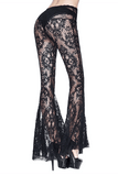 Women's Black Lace Flare Pants: Gothic Elegance Trousers