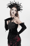 Women's Dark Velvet Gothic Lace-Up Fringe Corset Top