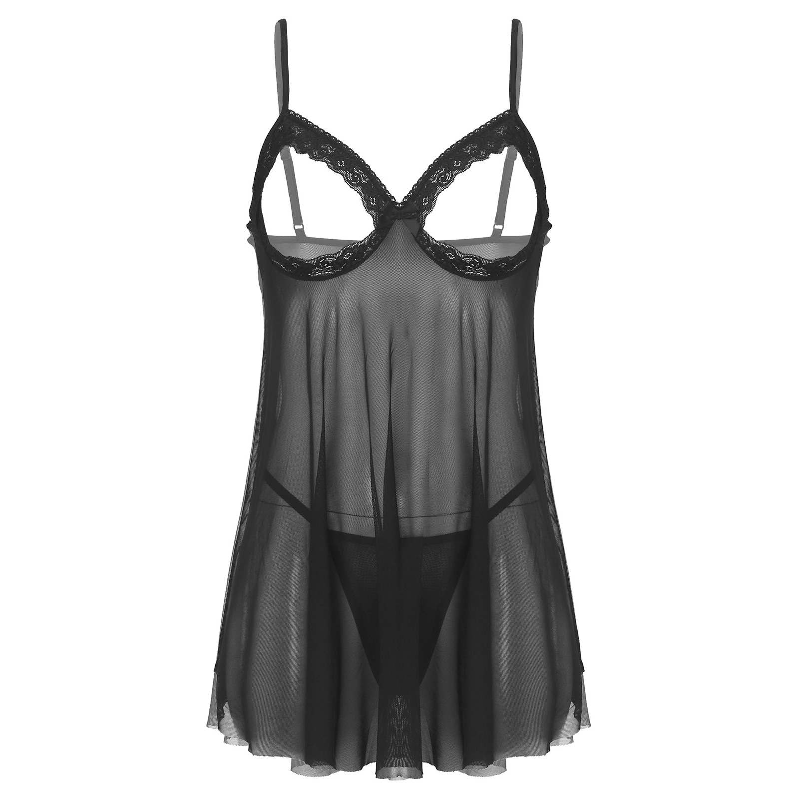 Women's Erotic Sleepwear / Sexy Nightwear with Open Cup / Mesh Lingerie with G-string - EVE's SECRETS