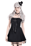Women's Gothic Buckled Corset Mini Dress with Straps