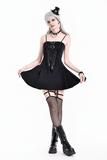 Women's Gothic Buckled Corset Mini Dress with Straps