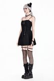 Women's Gothic Buckled Corset Mini Dress with Straps