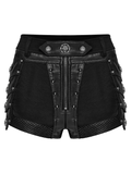 Women's Gothic High Waist Mesh Shorts with Studs