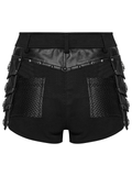 Women's Gothic High Waist Mesh Shorts with Studs