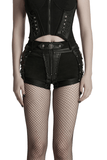 Women's Gothic High Waist Mesh Shorts with Studs