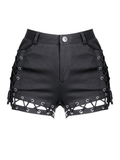 Women's Gothic High-Waist Shorts with Lace-Up Cutouts