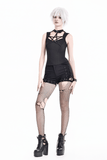 Women's Gothic High-Waist Shorts with Lace-Up Cutouts