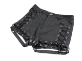 Women's Gothic High-Waist Shorts with Lace-Up Cutouts