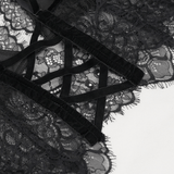 Women's Gothic Lace Halter Crop Top With Choker Neckline