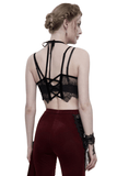 Women's Gothic Lace Halter Crop Top With Choker Neckline