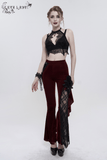 Women's Gothic Lace Halter Crop Top With Choker Neckline